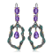 Amethyst and Green Nanocrystal Black Rhodium Over Sterling Silver Earrings