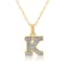 White Diamond Accent 10k Yellow Gold K Initial Pendant With 18” Rope Chain