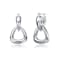 Interlocking V-Shape Dangle Earrings In White Rhodium Over Brass