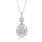 Pear Shape CZ Door Knocker Love Knot Pendant In White Rhodium Over Brass
