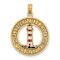 14k Yellow Gold Textured Hilton Head Island with Enameled Lighthouse in
Circle Charm