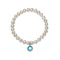 Cultured Pearl And CZ Charm Stretch Bracelet In Sterling Silver 7-8mm
