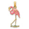 10K Yellow Gold 3D Pink Enameled Flamingo Charm