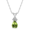 7x5mm Pear Shape Peridot with Diamond Accents 14k White Gold Pendant
With Chain