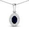 0.75ctw 14K White Gold Blue Sapphire and White Diamond Pendant with 18
inch Cable Chain