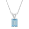 8x6mm Emerald Cut Aquamarine 14k White Gold Pendant With Chain