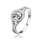 CZ Halo Solitaire Ring In Sterling Silver