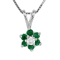 0.24ctw Emerald with Diamond Accent Flower Design Pendant 14k White Gold