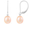 7-8mm Pink Cultured Freshwater Pearl Rhodium Over Sterling Silver Earrings