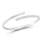 Rachel Zoe Half Polished Half CZ Bypass Bangle in Rhodium Over Sterling Silver