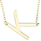 Sideways Initial K Necklace In Solid 14K Yellow Gold 18 Inch