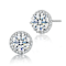 CZ Halo Stud Earrings In Sterling Silver