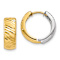 14k Yellow Gold and 14k White Gold Textured 9/16" Hoop Earrings
