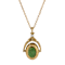 Yellow Base Metal Oval Jade Double Locket Necklace 28"