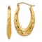 14k Yellow Gold 1 1/16" Satin Diamond-cut Hoop Earrings