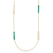 14K Yellow Gold Teal and White Color Mother Of Pearl Bar 34 Inch Necklace