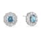 Round Blue Topaz with Moissanite Accents Rhodium Over Sterling Silver
Halo Earrings
