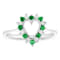 0.27ctw Emerald and Diamond Heart Shaped Ring in 14k White Gold