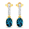 1.40ctw 14K Yellow Gold London Blue Topaz and White Diamond Halo Earrings