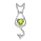 Rhodium Over 10k White Gold 0.99 ctw Peridot and Accent Diamond Cat Pendant
