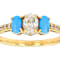 Diamond Simulant, Turquoise, 3-Stone Ring In 18K Gold Over Sterling
Silver 0.81ctw
