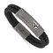 Black Leather and Stainless Steel with Damascus Steel Bracelet