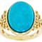 Turquoise Oval Solitaire Ring In 18K Gold Over Sterling Silver