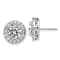 Rhodium Over 14K White Gold Round Halo G H I True Light Moissanite Earrings