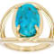 Turquoise Oval Solitaire Ring In 18K Gold Over Sterling Silver 14x10mm