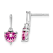 Rhodium Over 14K White Gold Lab Created Pink Sapphire and Diamond Heart Earrings