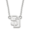 Rhodium Over Sterling Silver MLB LogoArt San Diego Padres S-D Pendant Necklace