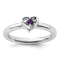Sterling Silver Stackable Expressions Amethyst Heart Ring 0.06ctw