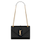 Yves Saint Laurent Envelope Medium in Quilted Grain de Poudre Embossed
Black Leather- Brass Accents