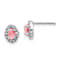 Rhodium Over 14K White Gold Diamond and Cabochon Pink Tourmaline Earrings