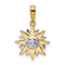 14k Two-tone Gold Diamond-Cut Sun Pendant