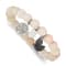 Stainless Steel Antiqued and Polished Butterfly White Jade Stretch Bracelet
