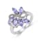 Marquise Blue Tanzanite Sterling Silver Cluster Ring, 1.28ctw
