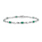 Rhodium Over 10k White Gold Diamond and Green Emerald Bracelet