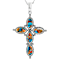 SpIny Oyster And Turquoise Cross Enhancer Necklace In Oxidized Sterling Silver