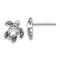 Rhodium Over Sterling Silver Antiqued Crystal April Birthstone Turtle Earrings
