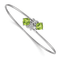Rhodium Over 14k White Gold Diamond and Peridot Flexible Bangle
