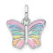 Rhodium Over Sterling Silver Multi-color Enameled Butterfly Children's Pendant