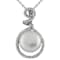 11-12mm Button White Cultured Freshwater Pearl and CZ Rhodium Over
Sterling Silver Pendant