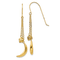 14k Yellow Gold Chain with Puffed Moon and Stars Dangle Earrings