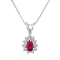 0.35ctw Pear Shape Ruby and Round Diamond Pendant 14k White Gold
