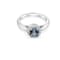 6mm Round Aqumarine and White CZ Rhodium Over Sterling Silver Ring , 0.73ctw