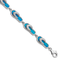 Rhodium Over Sterling Silver 7 Inch Lab Created Blue Opal Inlay Sandal Bracelet