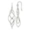 Sterling Silver Polished and Lasered Texture Twisted Dangle Hook Earrings