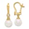14K Yellow Gold 7-8mm Round White Akoya Cultured Pearl and 0.10 cttw
Diamond Dangle Earrings