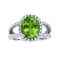 Peridot and Diamond 14k White Gold Halo Split Shank Ring 3.60ctw